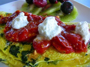 Tomato, Spinach and Goat Cheese Omelette