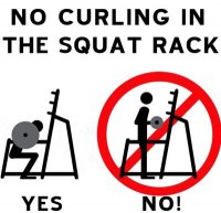 Don't Curl In The Squat Rack curl in squat rack, don't curl in the squat rack, gym rules, gym rules to live by, gym etiquette, what not to do at the gym, what people hate at the gym, gym clothing rules, workout rules, workout etiquette